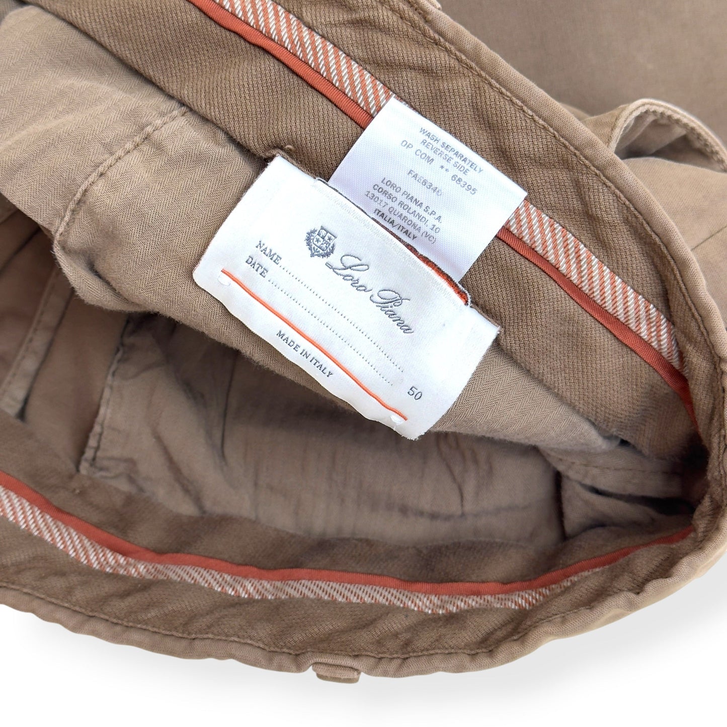 LORO PIANA CHINO TROUSER TAN 50 / L | Large, Tan