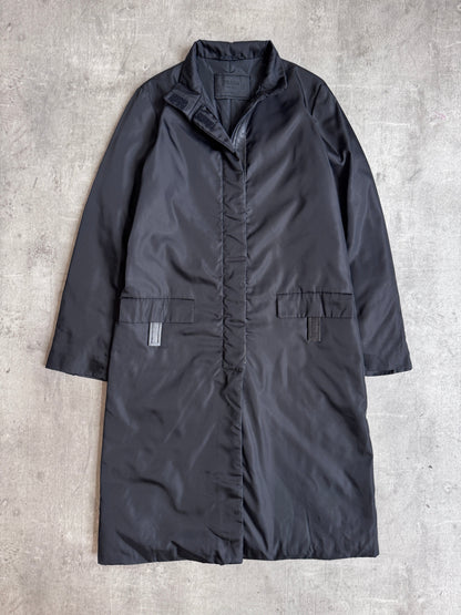 A/W1998 Prada Black Padded Nylon Technical Overcoat