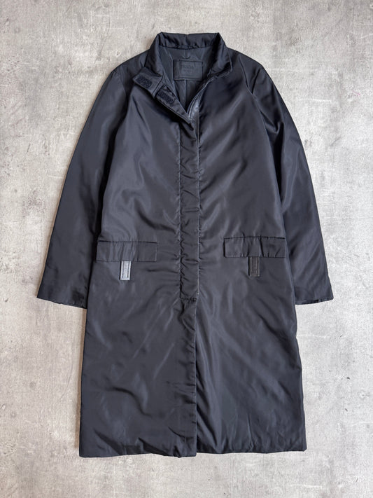A/W1998 Prada Black Padded Nylon Technical Overcoat
