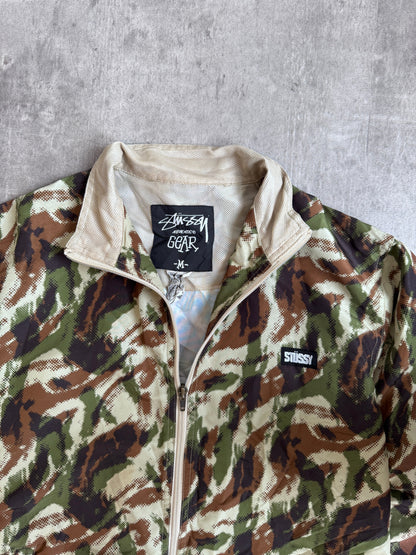 1990s Stussy Camo Collarless Harrington Jacket