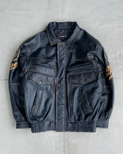 DIESEL 90'S BLACK LEATHER JACKET - M