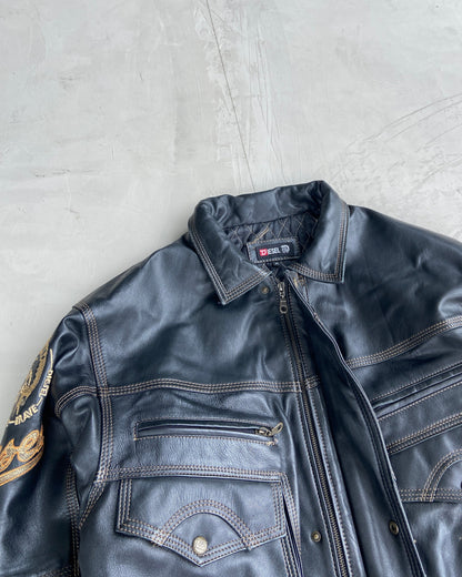 DIESEL 90'S BLACK LEATHER JACKET - M