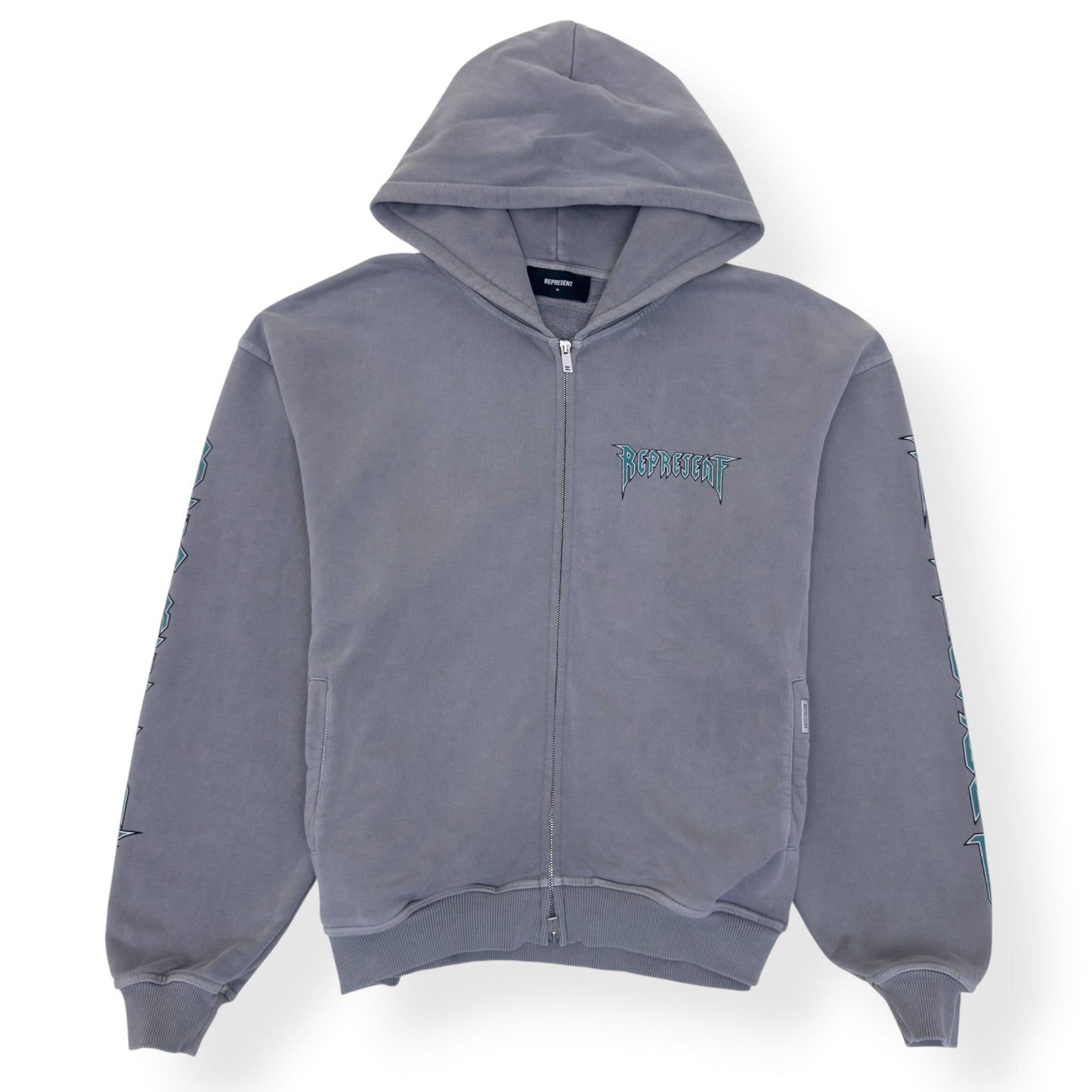 REPRESENT ROCK LOGO ZIP-UP HOODIE GREY XL | XL, Grey