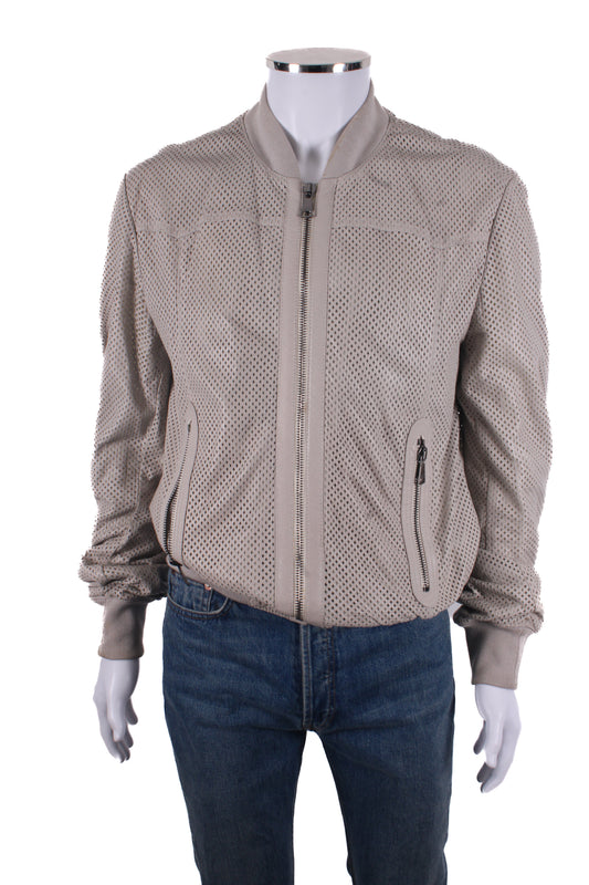 Dolce & Gabbana Perforated Lambskin Leather Jacket Beige 54 | O/S, Beige