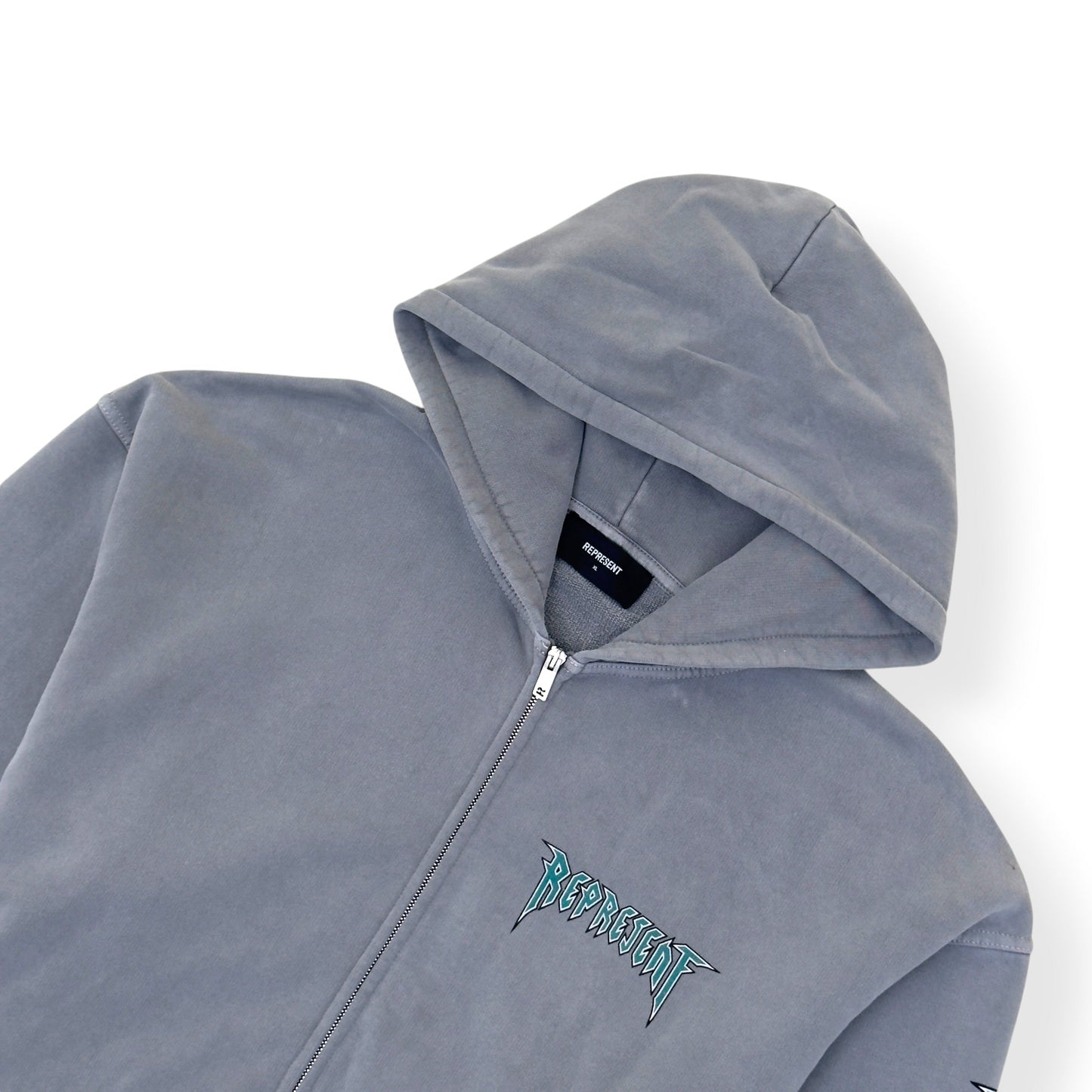 REPRESENT ROCK LOGO ZIP-UP HOODIE GREY XL | XL, Grey