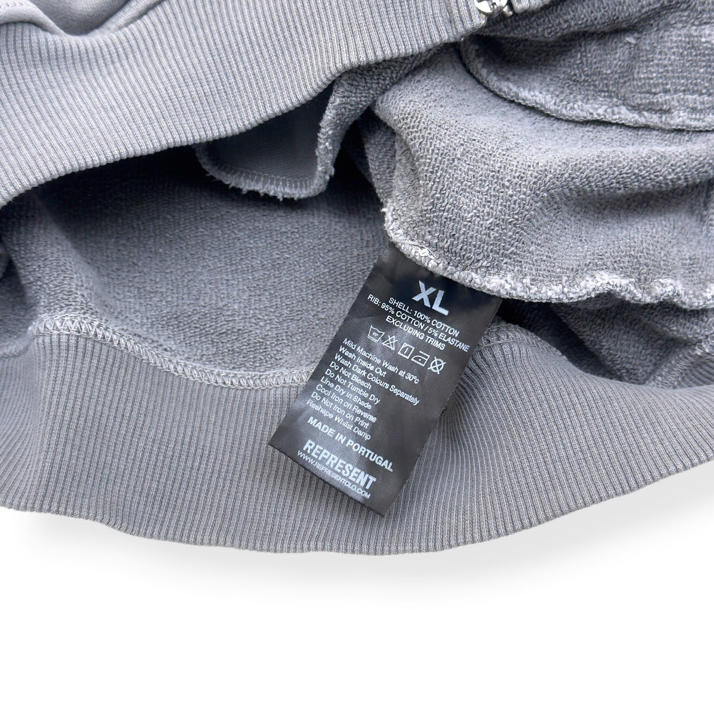 REPRESENT ROCK LOGO ZIP-UP HOODIE GREY XL | XL, Grey