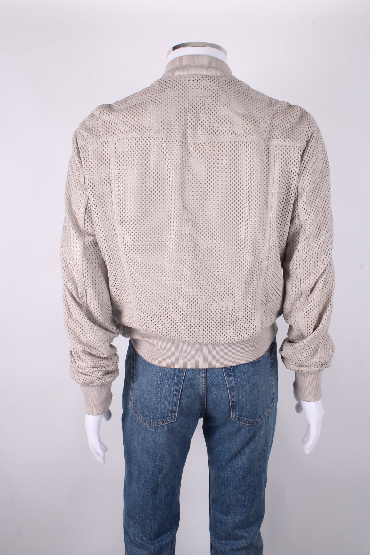 Dolce & Gabbana Perforated Lambskin Leather Jacket Beige 54 | O/S, Beige