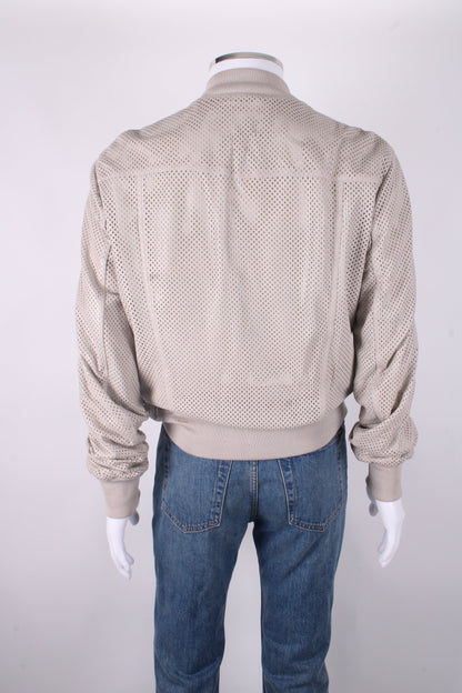 Dolce & Gabbana Perforated Lambskin Leather Jacket Beige 54 | O/S, Beige