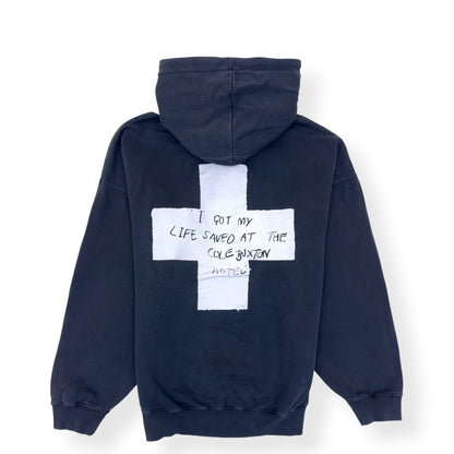 COLE BUXTON GRAPHIC PRINT HOODIE BLACK / WHITE L | Large, Black