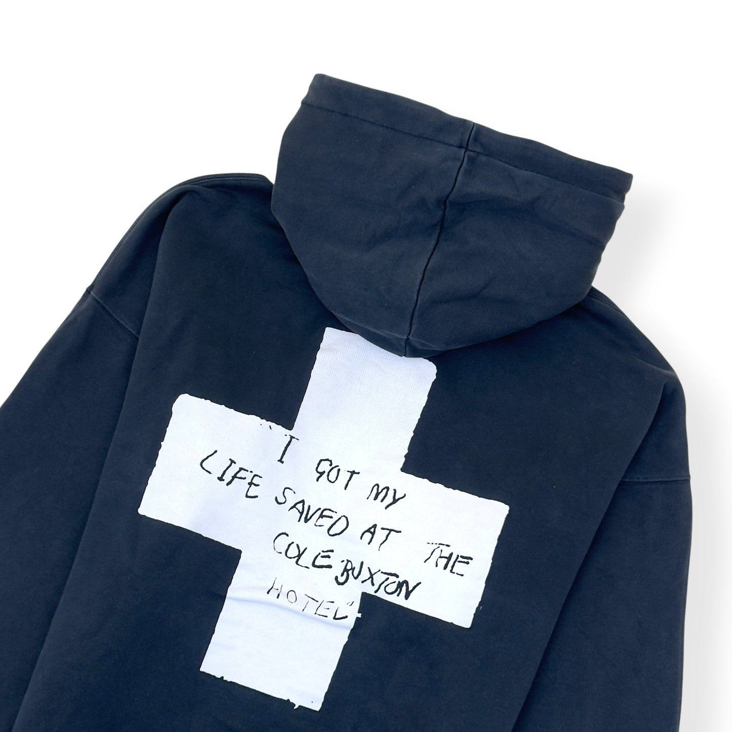COLE BUXTON GRAPHIC PRINT HOODIE BLACK / WHITE L | Large, Black