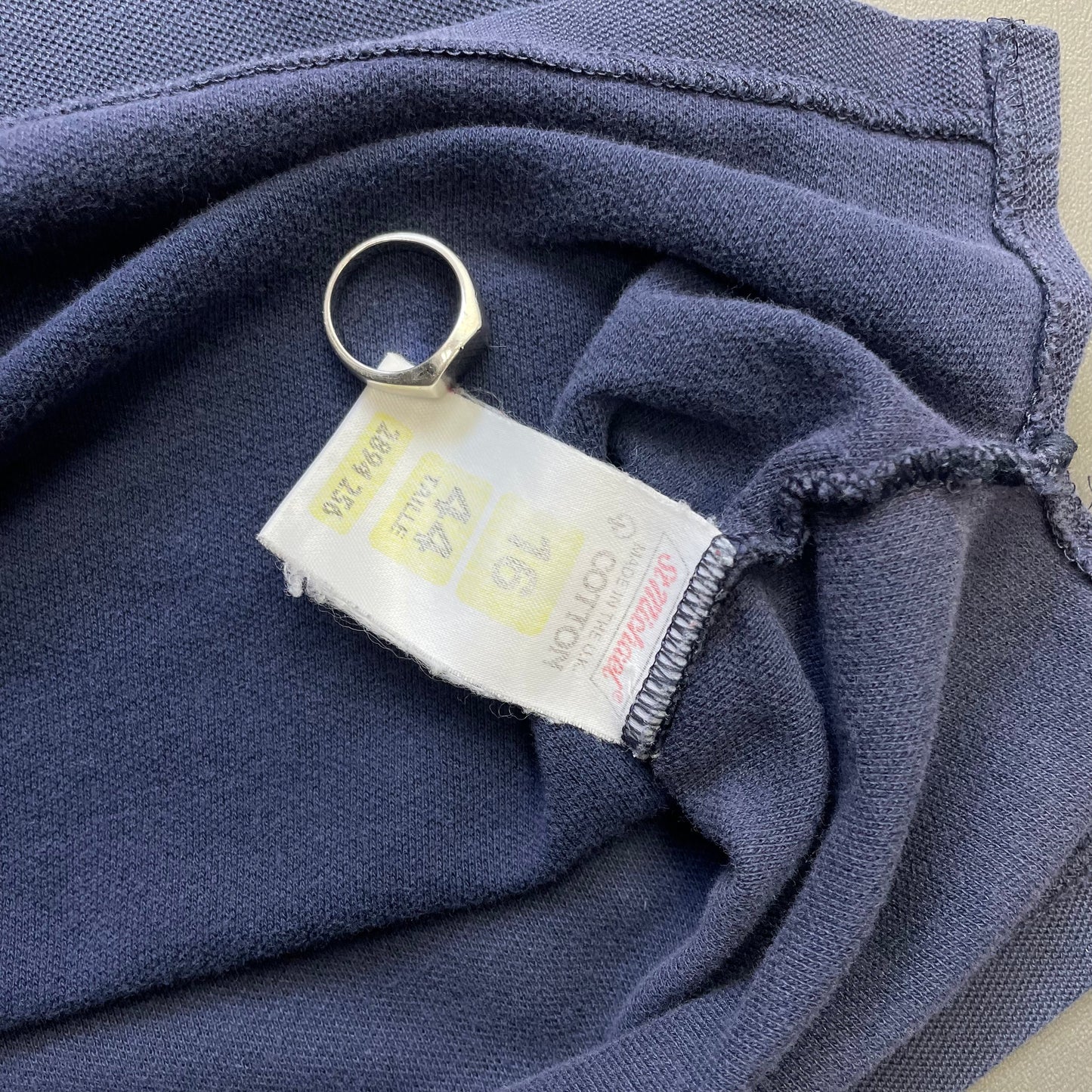 Vintage St Michael Navy 80s Faded Polo Shirt | Medium, Navy