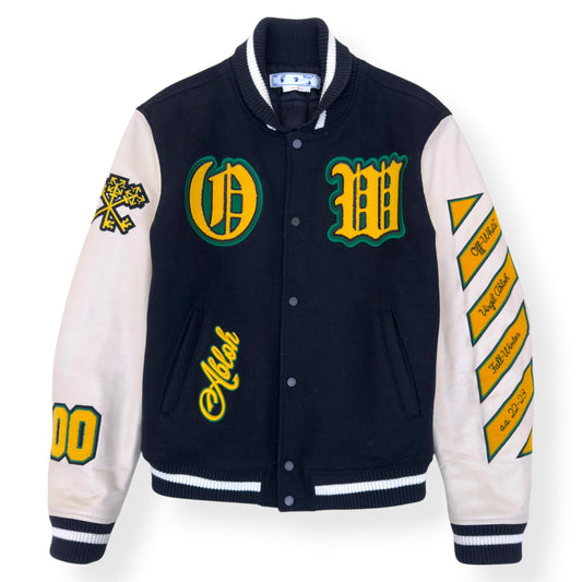 OFF-WHITE LOGO PATCH VARSITY JACKET BLACK / WHITE / YELLOW 52 / L | Large, Multicoloured