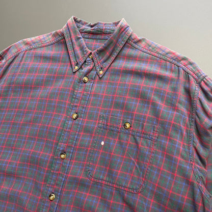 Vintage Red Navy & Grey 90s/00s Flannel Shirt | Large, Multicoloured