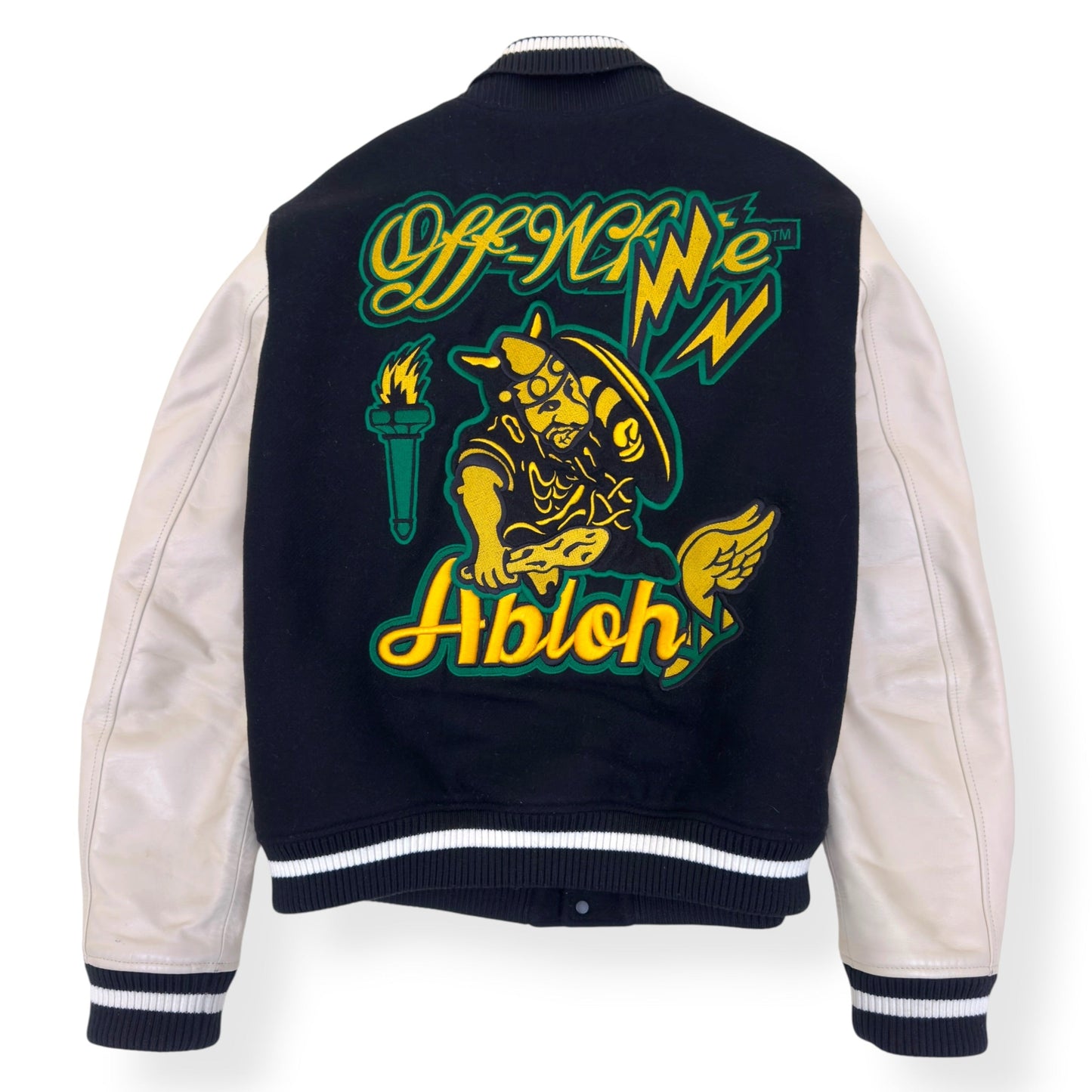 OFF-WHITE LOGO PATCH VARSITY JACKET BLACK / WHITE / YELLOW 52 / L | Large, Multicoloured