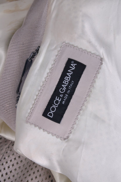 Dolce & Gabbana Perforated Lambskin Leather Jacket Beige 54 | O/S, Beige