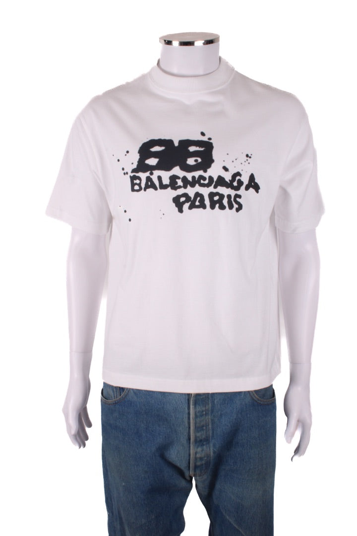 Balenciaga Graffiti Logo T-shirt White/ Black XXS | XXS, Black