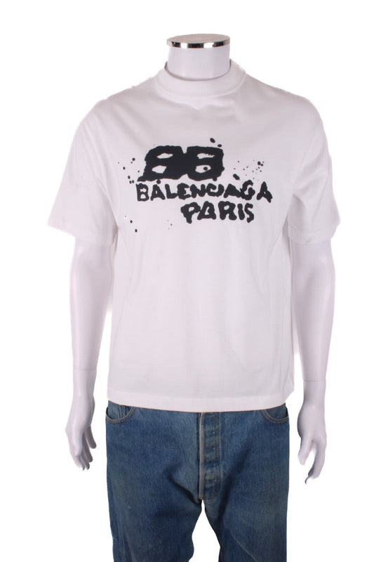 Balenciaga Graffiti Logo T-shirt White/ Black XXS | XXS, Black
