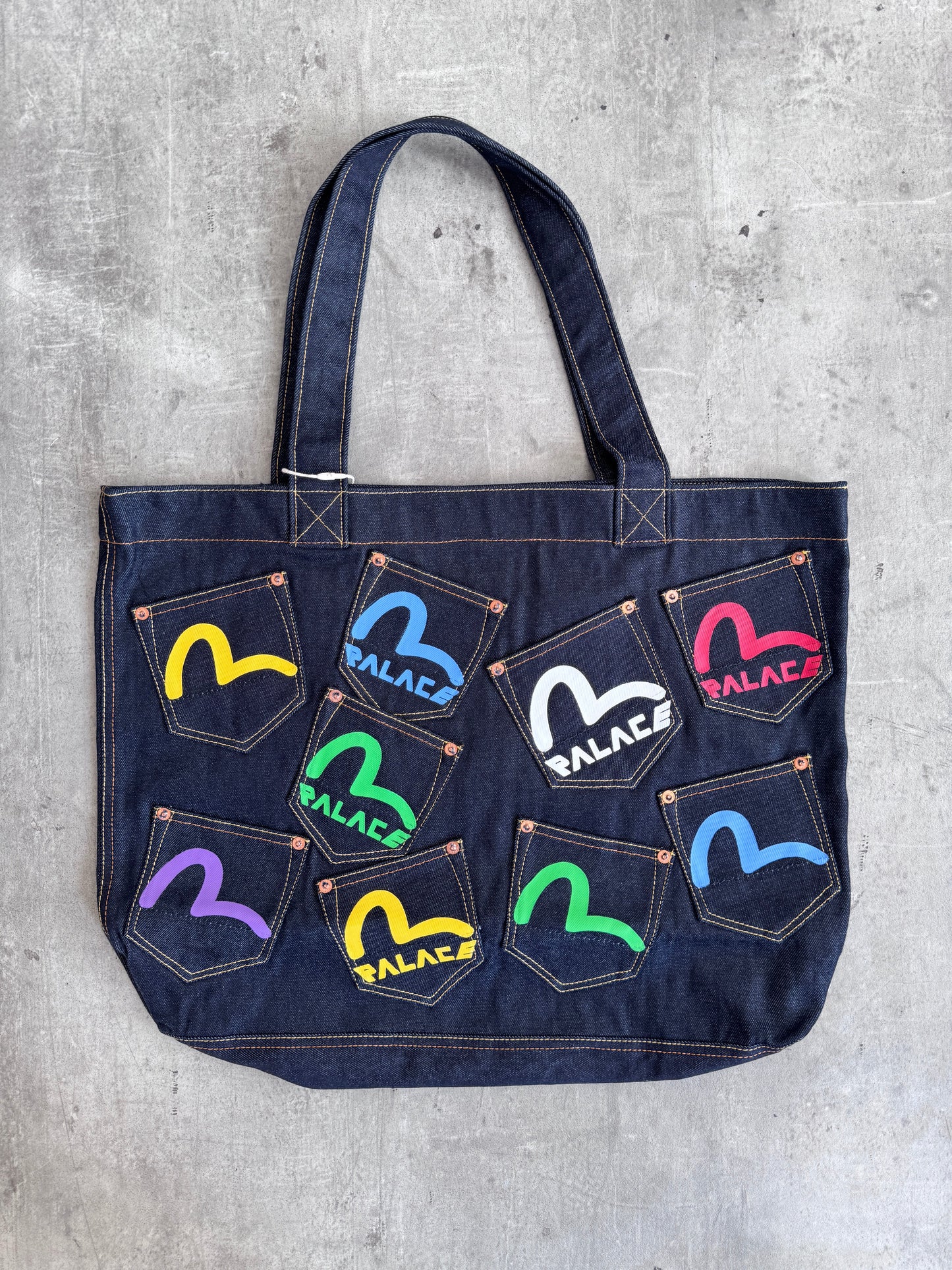 PALACE EVISU TOTE BAG INDIGO