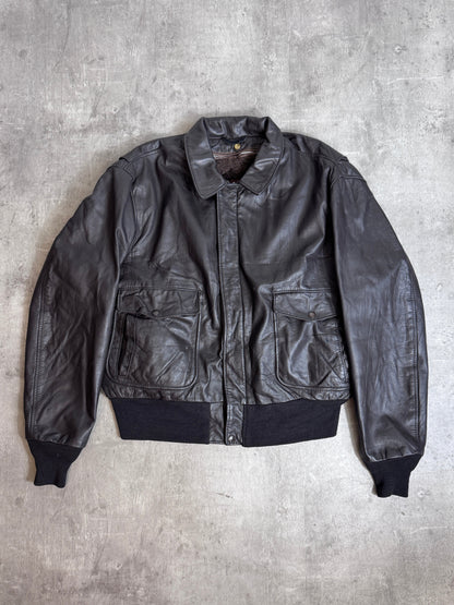 1970's Schott Modular Brown Leather Liner Flight Jacket