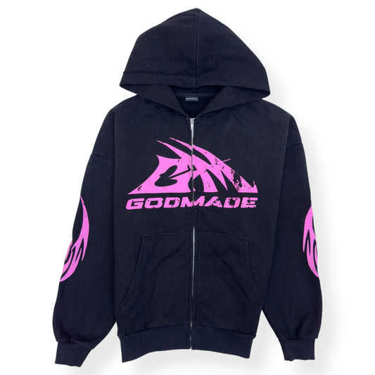 GODMADE ZIP-UP HOODIE BLACK / PINK XL | XL, Black