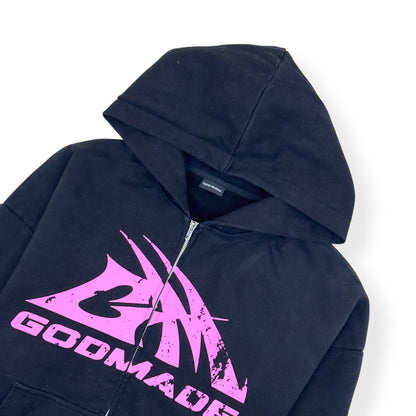 GODMADE ZIP-UP HOODIE BLACK / PINK XL | XL, Black