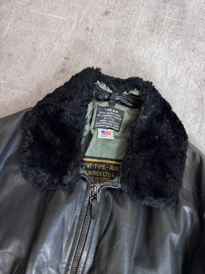 Avirex B-15 Weathered Dark Grey Modular Leather Jacket