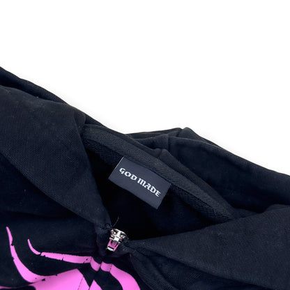 GODMADE ZIP-UP HOODIE BLACK / PINK XL | XL, Black