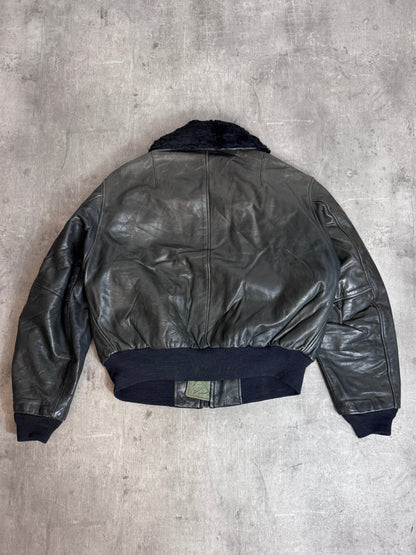 Avirex B-15 Weathered Dark Grey Modular Leather Jacket