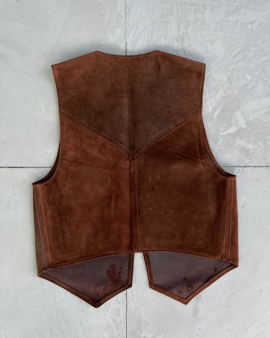 2000'S LEATHER SUEDE WAISTCOAT - M | Medium, Brown