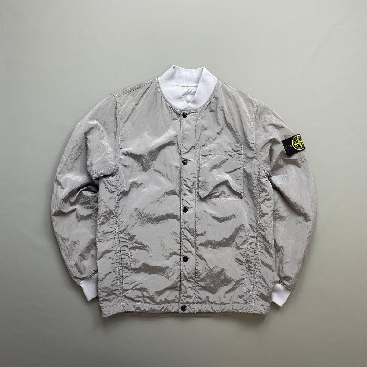 Stone Island Silver/Lilac SS18 Reversible Nylon Metal Quilted Bomber Jacket | Small, Brown
