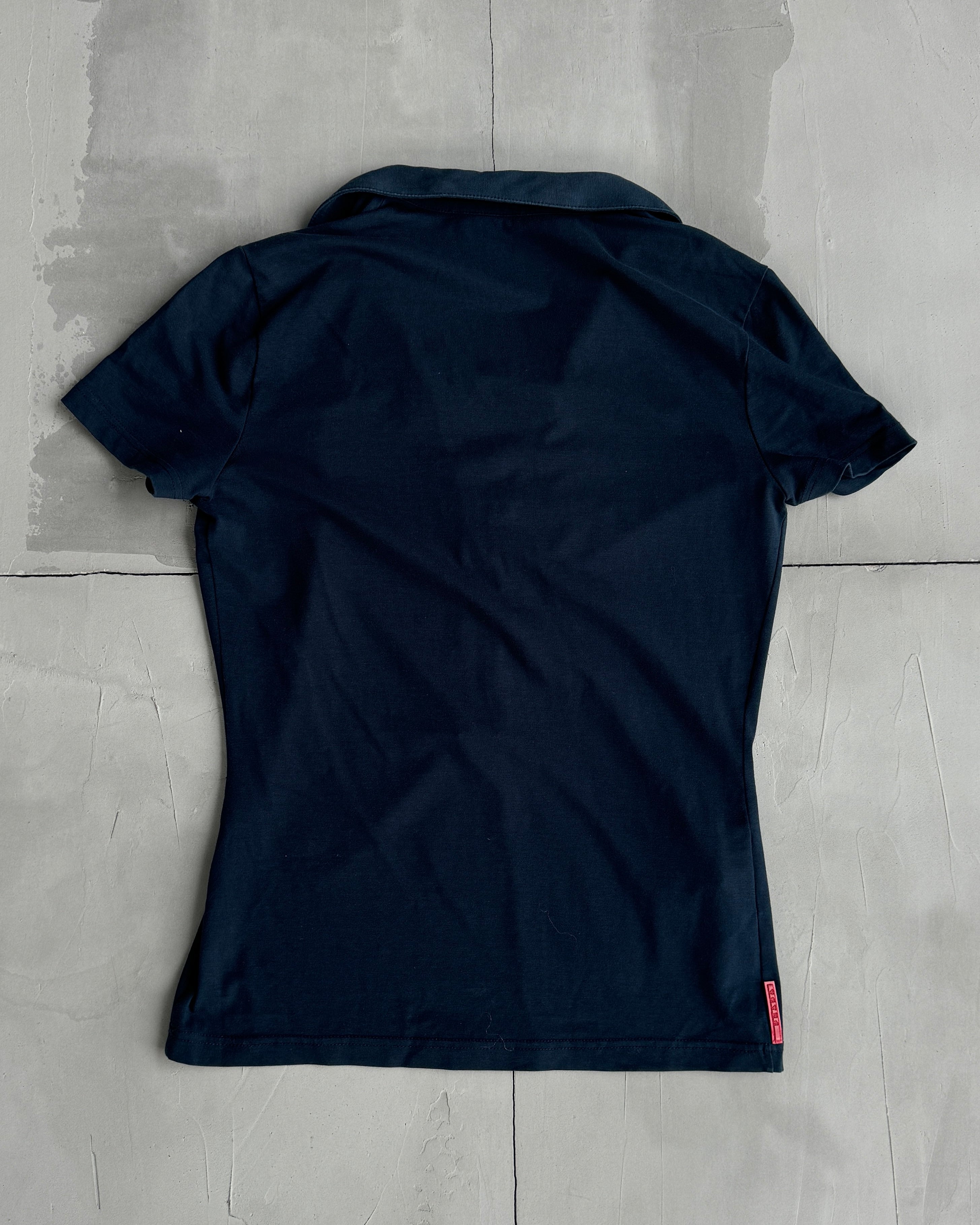 PRADA SPORT 2000'S NAVY NYLON COLLARED TOP - M – Known Source