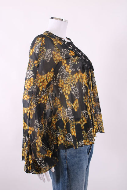 Giambattista Valli Long Sleeve Top Black / yellow pattererened M | Default Title, Black