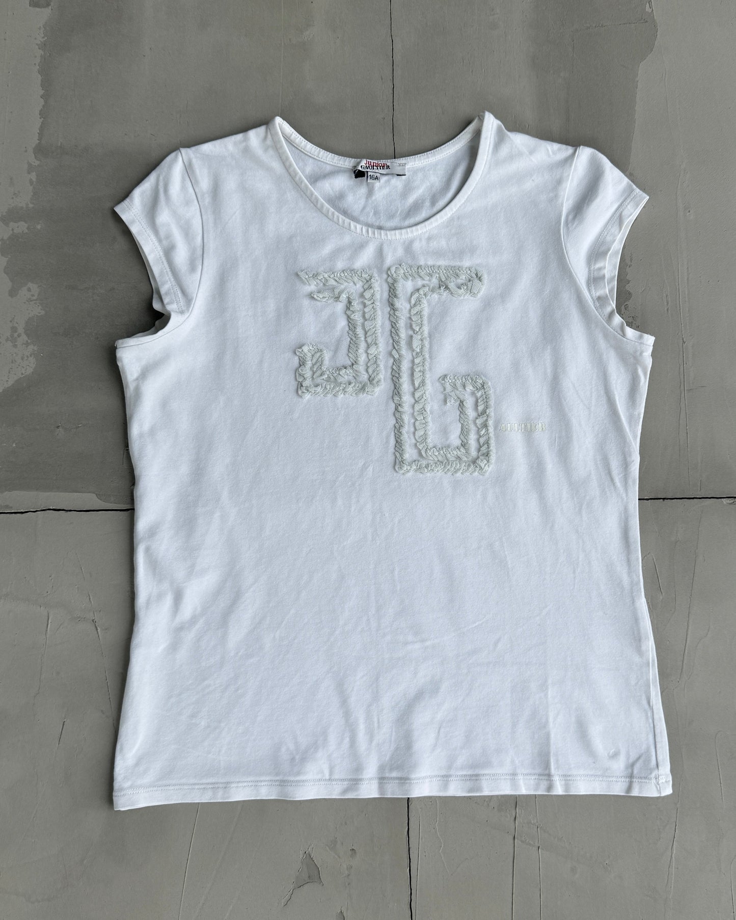 JUNIOR GAULTIER WHITE LOGO BABY TEE