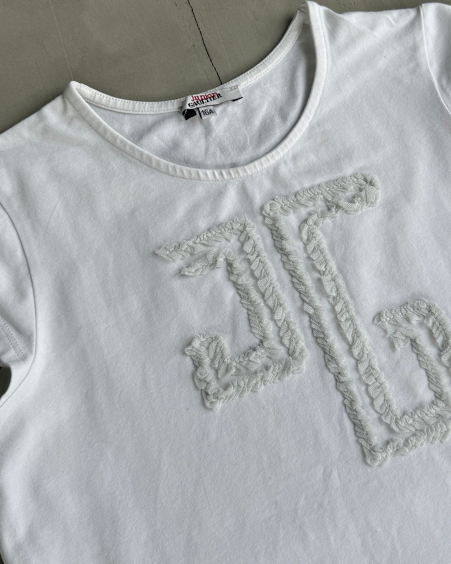 JUNIOR GAULTIER WHITE LOGO BABY TEE