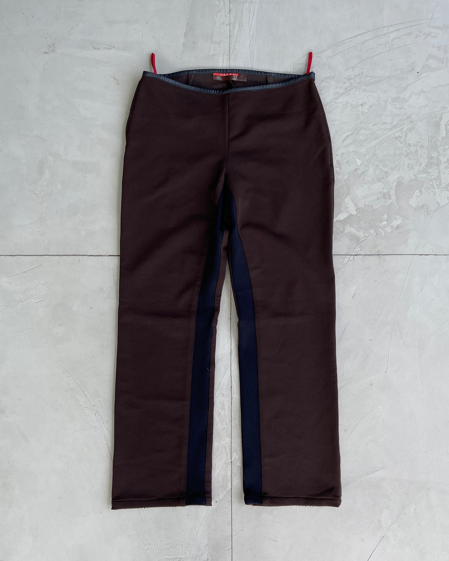 PRADA SPORT FW1999 TWO-TONE BROWN NYLON TROUSERS - L