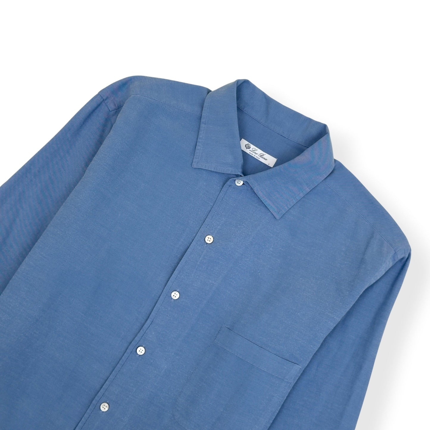 LORO PIANA CASUAL COTTON SHIRT BLUE L | Large, Blue