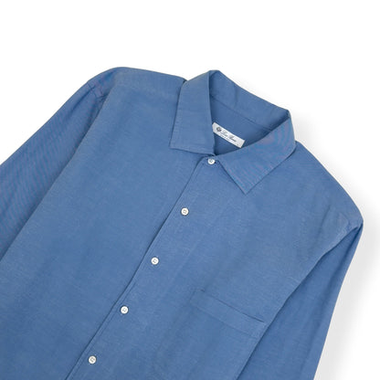 LORO PIANA CASUAL COTTON SHIRT BLUE L | Large, Blue