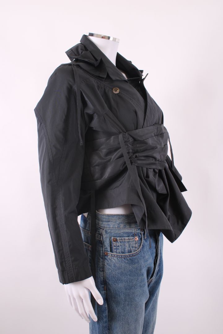 Marithe Francois Girbaud L/S Ruffle Pleated Jacket Grey 10 | Default Title, Black