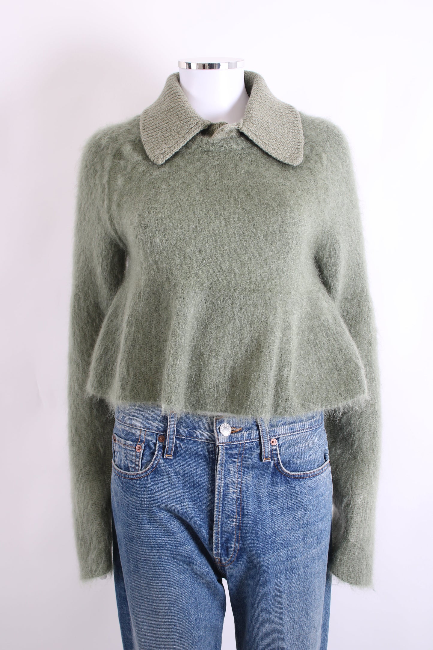Loewe Mohair Peplum Jumper Sage Green S | O/S, Green