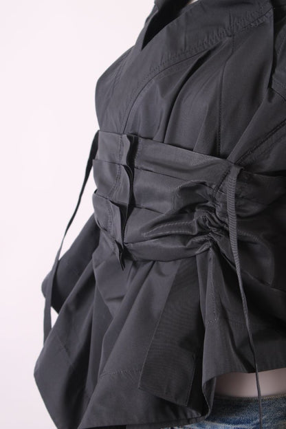 Marithe Francois Girbaud L/S Ruffle Pleated Jacket Grey 10 | Default Title, Black