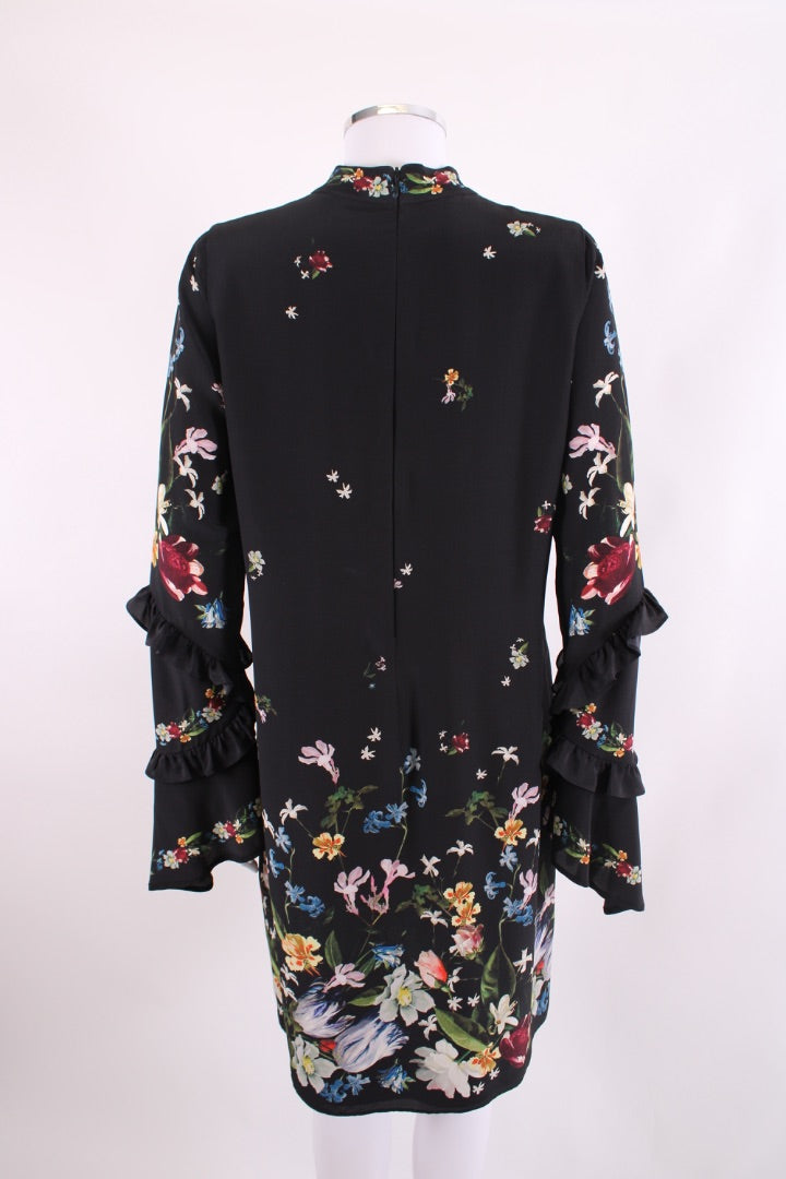 Erdem L/S Ruffle Floral Dress Black 14 | Default Title, Black