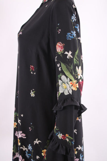 Erdem L/S Ruffle Floral Dress Black 14 | Default Title, Black