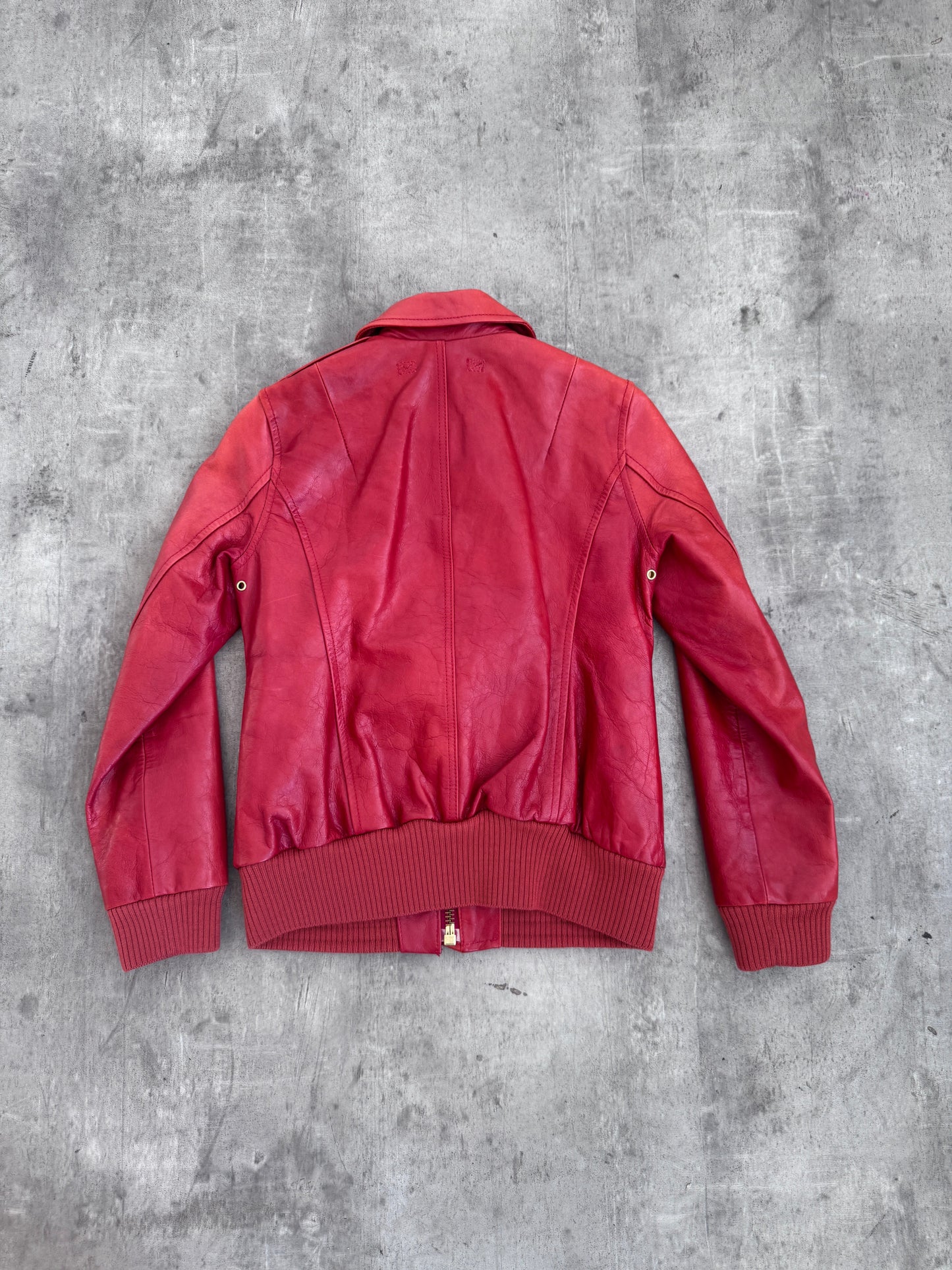 Avirex Red Leather Moto Jacket