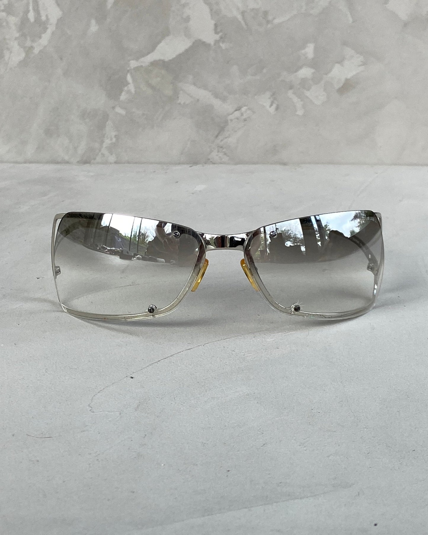 DIESEL 2000'S COLD FRAME WRAP SUNGLASSES | O/S, Silver