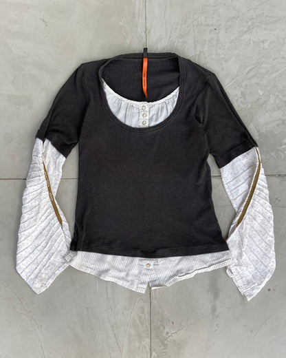 COP COPINE 2000'S DOUBLE LAYER TOP - S | Small, Grey