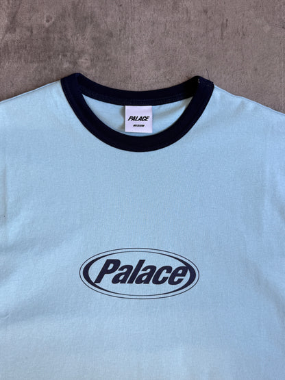 Palace Baby Blue Elipse Spellout Ringer Tee