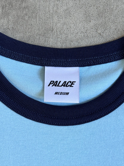 Palace Baby Blue Elipse Spellout Ringer Tee