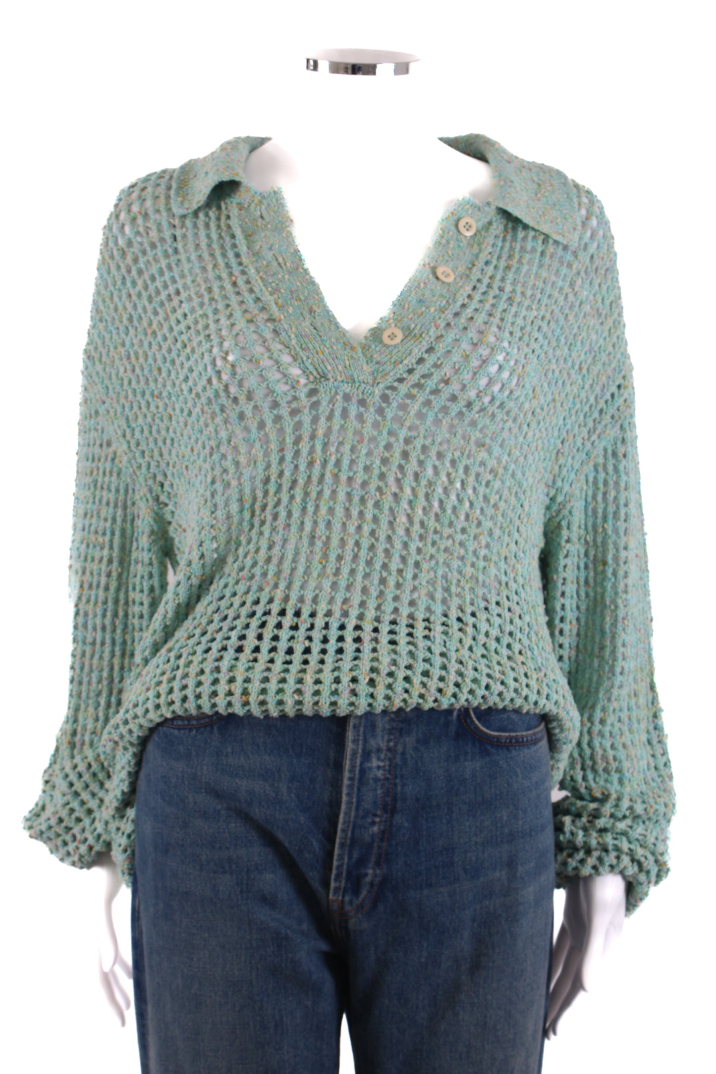 Acne Studios Open Knit Collared Jumper Mint L | Default Title, Red