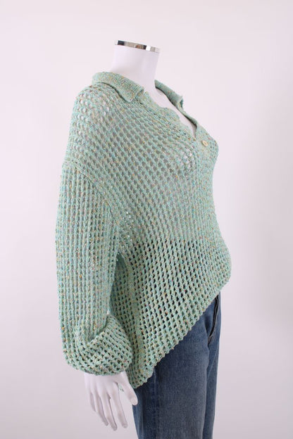 Acne Studios Open Knit Collared Jumper Mint L | Default Title, Red