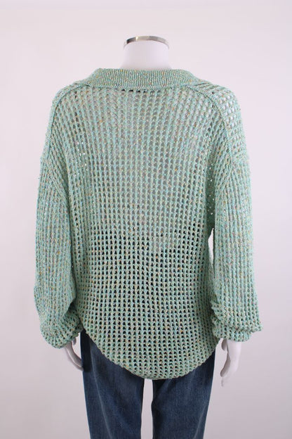 Acne Studios Open Knit Collared Jumper Mint L | Default Title, Red